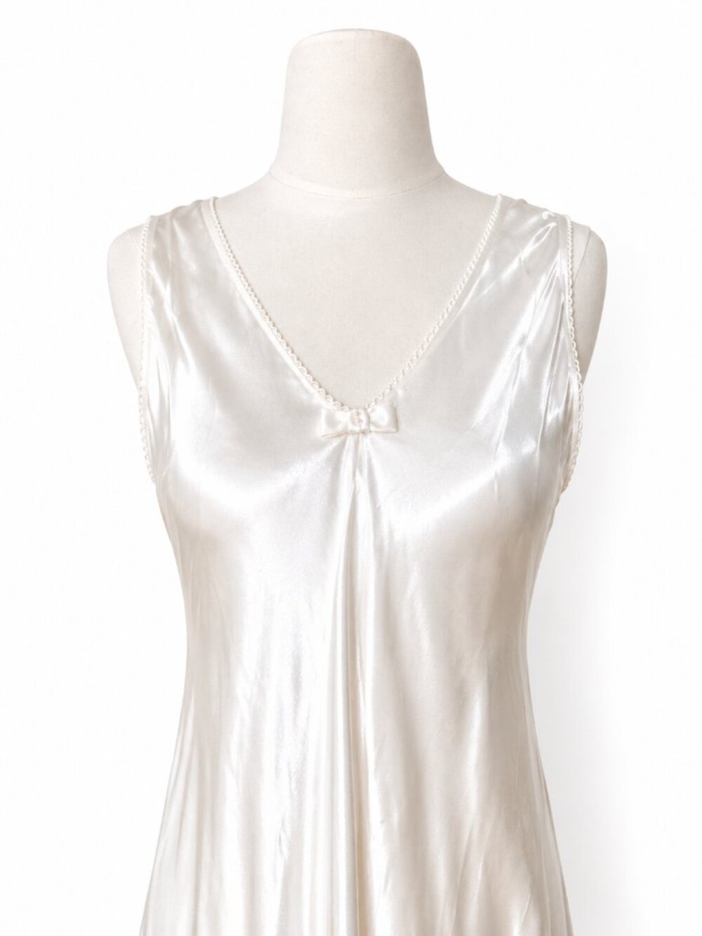 Christian Dior Ivory Satin Nightgown Slip Dress Petite Minimalist Bias Cut - Picture 2 of 8